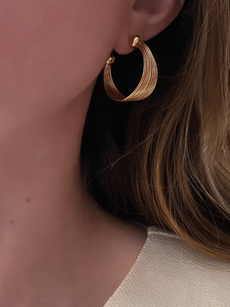 1970-1980 Gold Plated Hoop Pierced Earrings