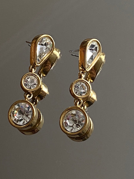 GIVENCHY Swarovski Gold Plated Pierced Earrings