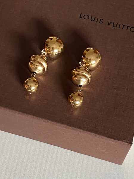 GIVENCHY 1980 Gold Plated Baubble Clip On Earrings