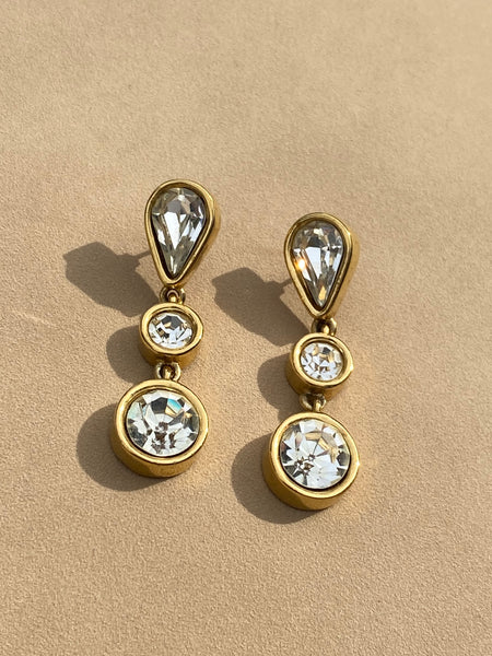 GIVENCHY Swarovski Gold Plated Pierced Earrings