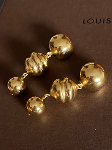 GIVENCHY 1980 Gold Plated Baubble Clip On Earrings