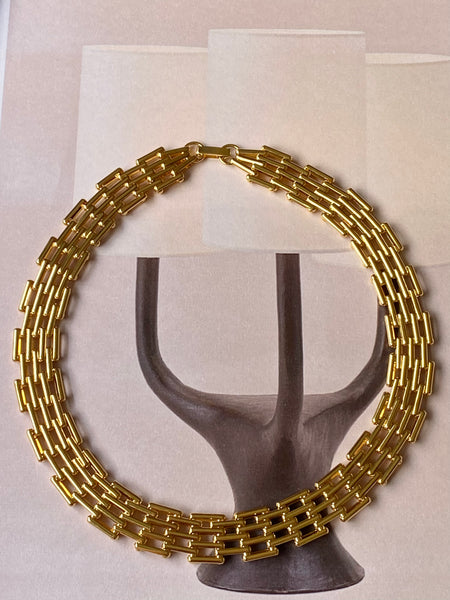1970-1980 Gold Plated Link Statement Necklace