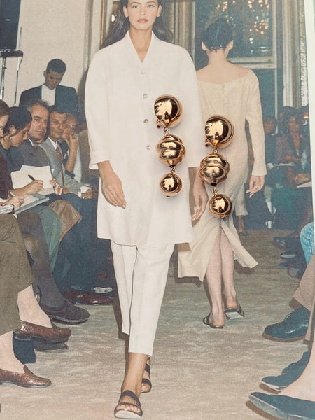 GIVENCHY 1980 Gold Plated Baubble Clip On Earrings