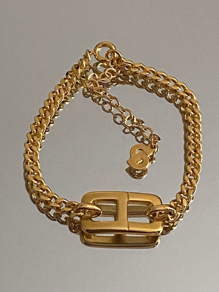 CHRISTIAN DIOR 1990 CD Gold Plated Chain Bracelet