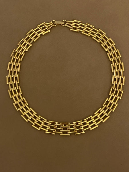 1970-1980 Gold Plated Link Statement Necklace