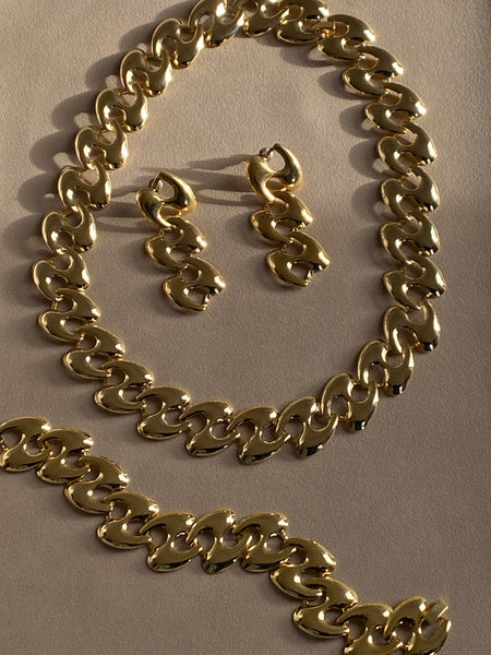 1980-1990 Gold Plated Wavy Pierced Earrings
