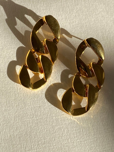1970-1980 Chain Gold Plated Pierced Earrings