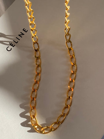 1970-1980 Gold Plated Textured Chain Necklace