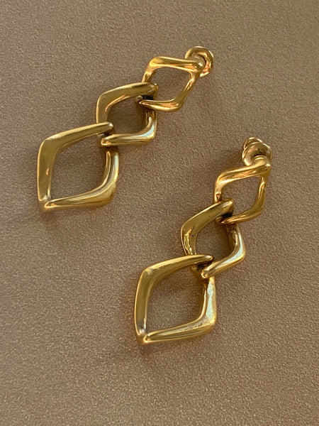 MONET 1970-1980 Drop Gold Plated Pierced Earrings