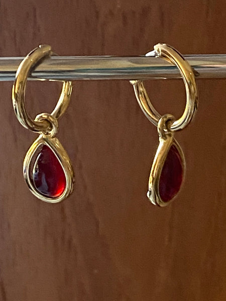 MONET 1970-1980 Drop Gold Plated Huggie Hoop Pierced Earrings