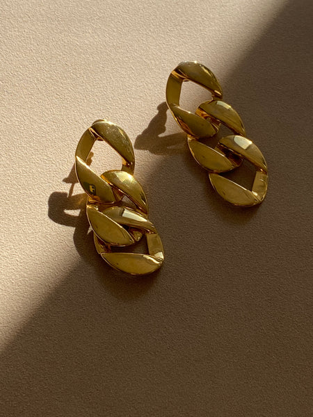 1970-1980 Chain Gold Plated Pierced Earrings