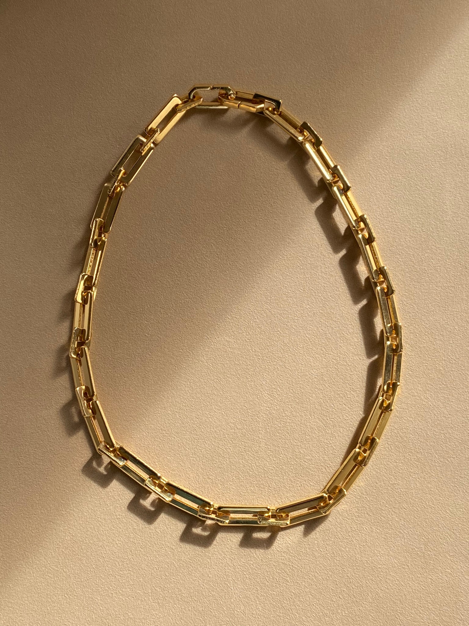 1980-1990 Gold Plated Modernist Cable Link Chain Necklace