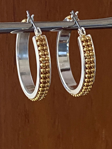 MONET 1970-1980 Gold and Silver Plated Pierced Hoop Earrings