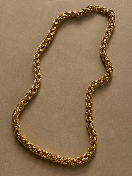 MONET 1970-1980 Heavy Braided Gold Plated Chain Necklace