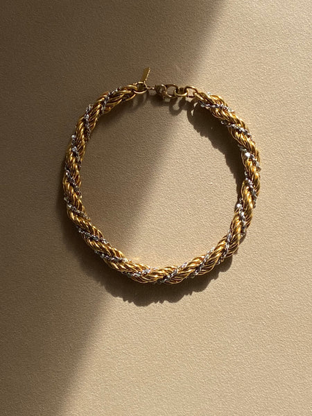 MONET 1970-1980 Gold and Silver Plated Rope Bracelet