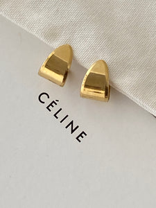 MONET 22k 1970 Modernist Arch Gold Plated Pierced Earrings