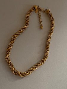 MONET 1970-1980 Rope Gold Plated Braided Chain Necklace