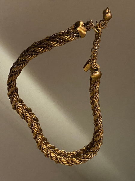 MONET 1970-1980 Rope Gold Plated Braided Chain Necklace