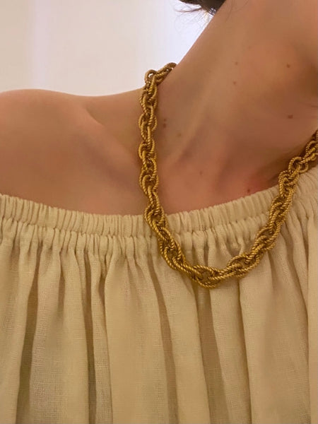 1970-1980 Rope Braided Gold Plated Chain Necklace