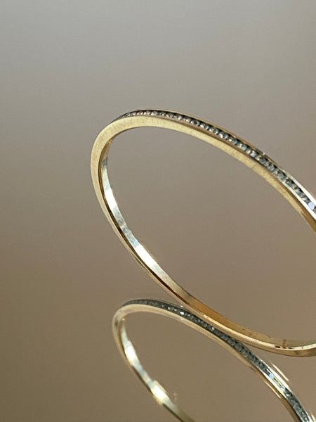 1970-1980 Gold Plated Crystal Bangle Bracelet