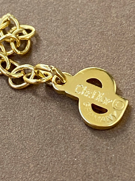 CHRISTIAN DIOR 1990 Key Pendant Gold Plated Necklace