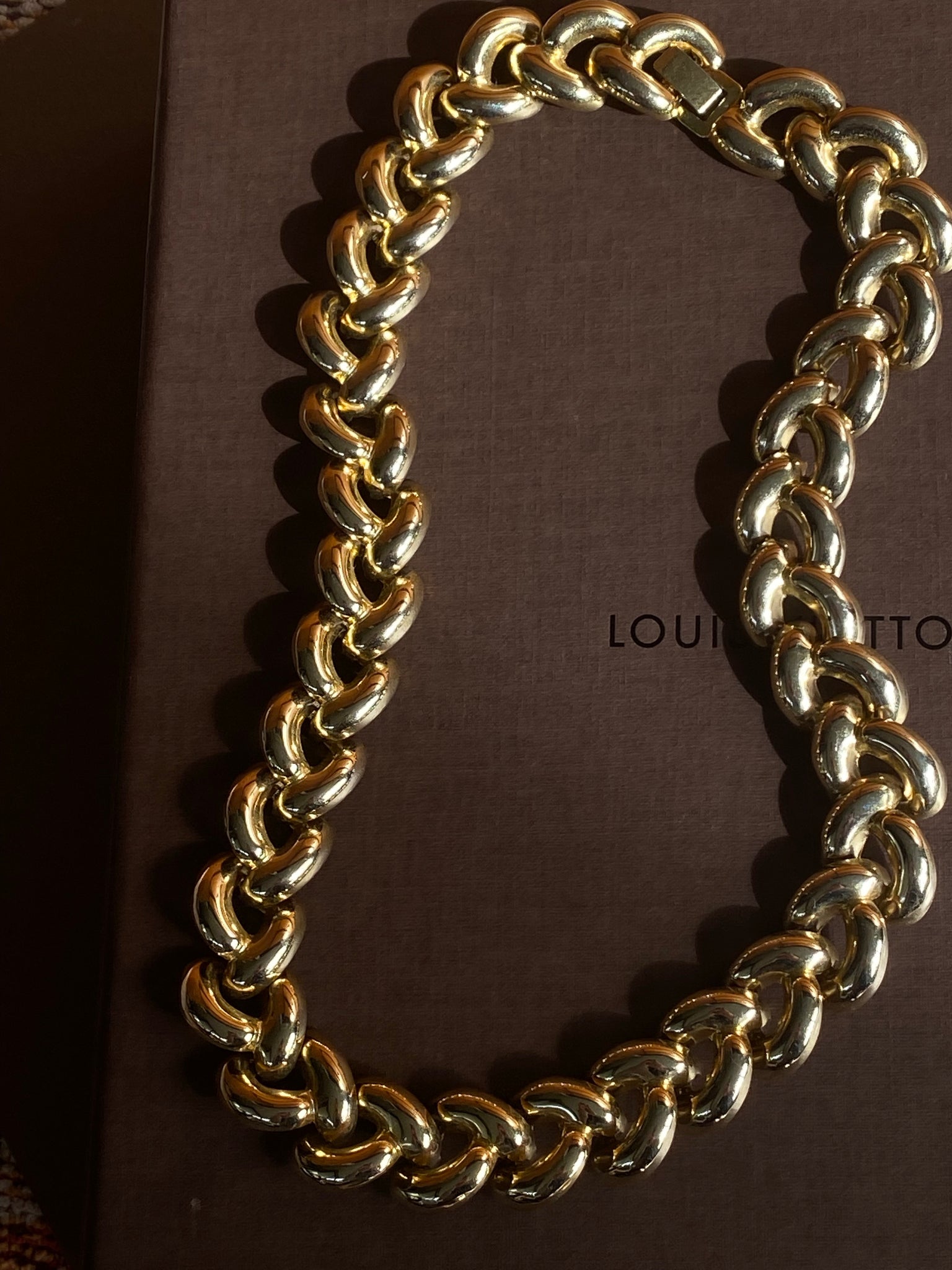 1970-1980 Gold Plated Weave Link Statement Necklace