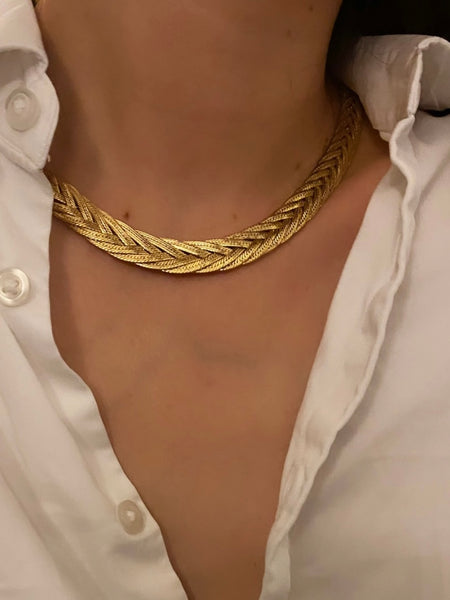 1970-1980 Slinky Braided Gold Plated Chain Necklace