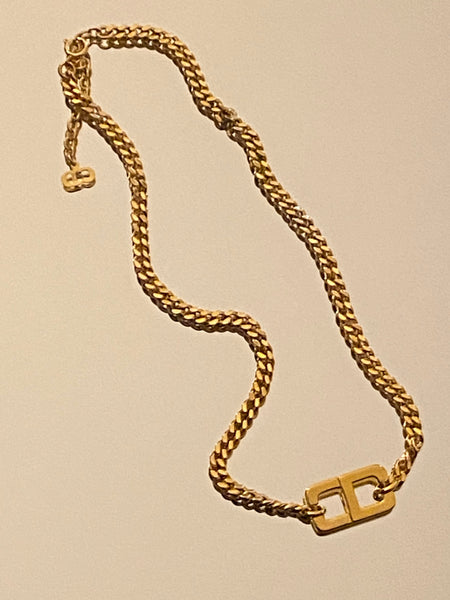 CHRISTIAN DIOR CD Gold Plated Chain Necklace