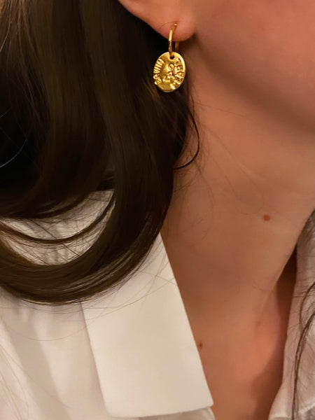 ERWIN PEARL Gold Plated Pendant Pierced Earrings