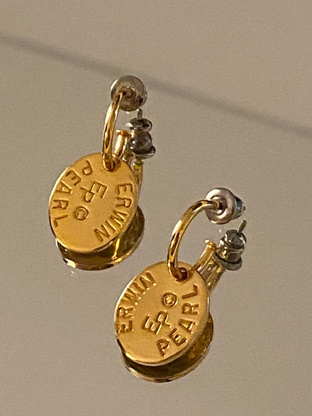ERWIN PEARL Gold Plated Pendant Pierced Earrings