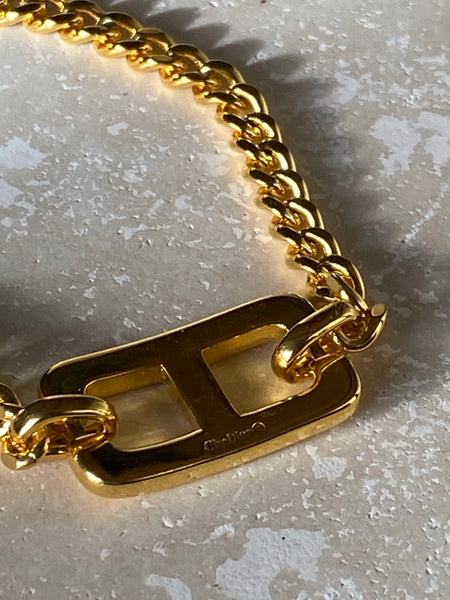 CHRISTIAN DIOR CD Gold Plated Chain Bracelet