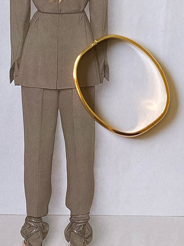 1970-1980 Modernist Gold Plated Bangle Bracelet