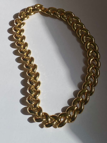 1970-1980 Gold Plated Weave Link Statement Necklace