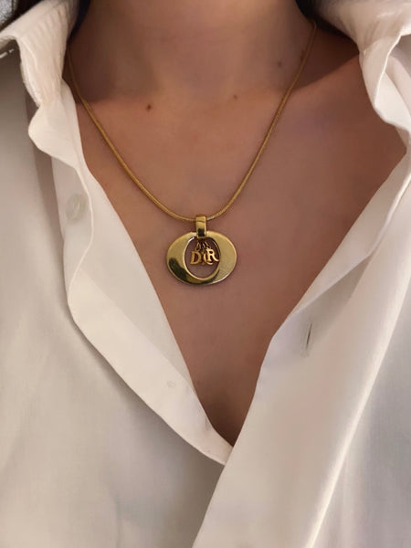 1980 CHRISTIAN DIOR Lady Dior Gold Plated Necklace