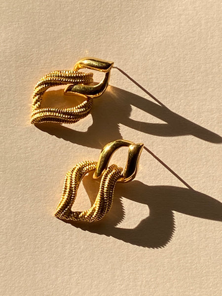 NAPIER 1970-1980 Gold Plated Pierced Earrings