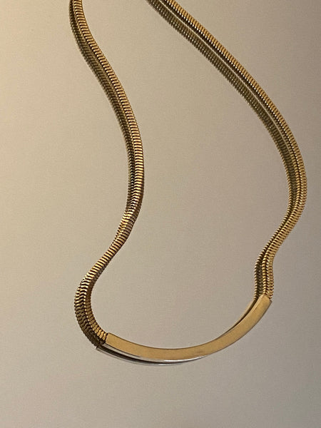 1970-1980 Slinky Bar Gold Plated Chain Necklace