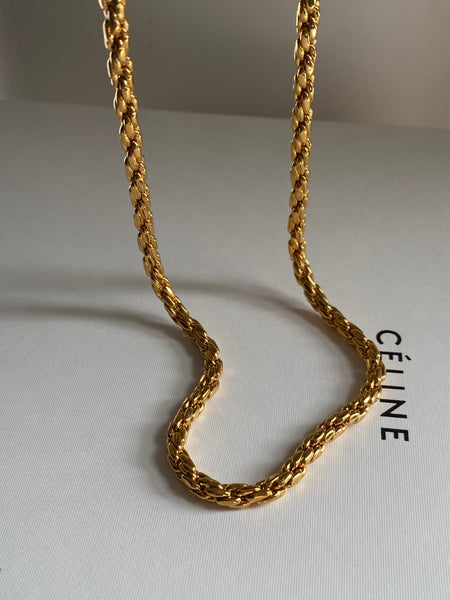 1970-1980 Braided Link Gold Plated Chain Necklace