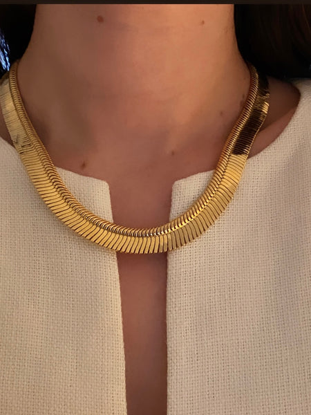 1970-1980 Gold Plated Slinky Statement Necklace
