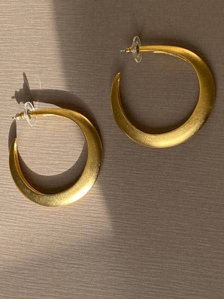 1970-1980 Gold Plated Hoop Pierced Earrings