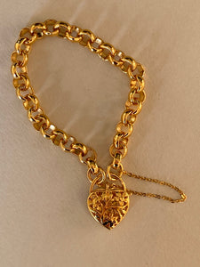 1970-1980 Gold Plated Lock Rolo Chain Bracelet