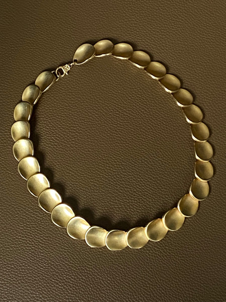 1970-1980 Gold Plated Pebble Link Statement Necklace