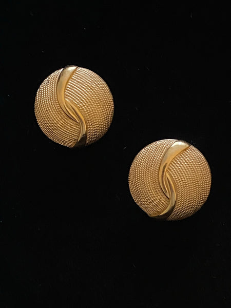 NAPIER 1970-1980 Domed Gold Plated Pierced Earrings