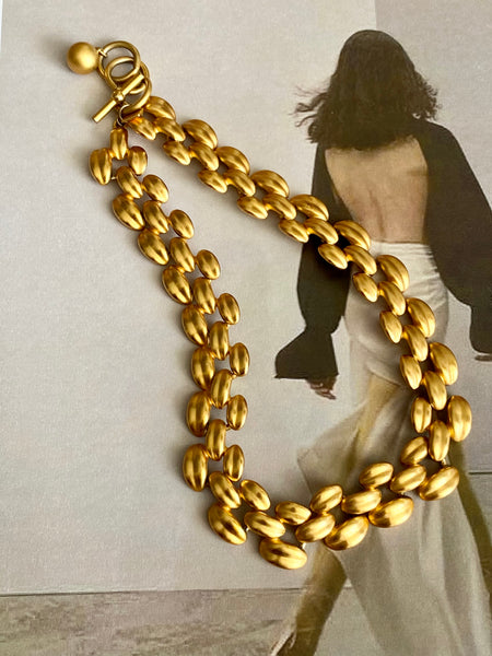 ANNE KLEIN 1980 Panther Gold Plated Toggle Chain Necklace