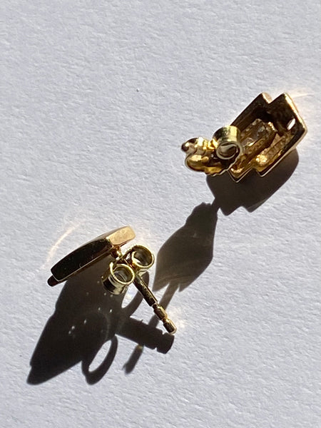 1970-1980 Swarovski Gold Plated Pierced Stud Earrings