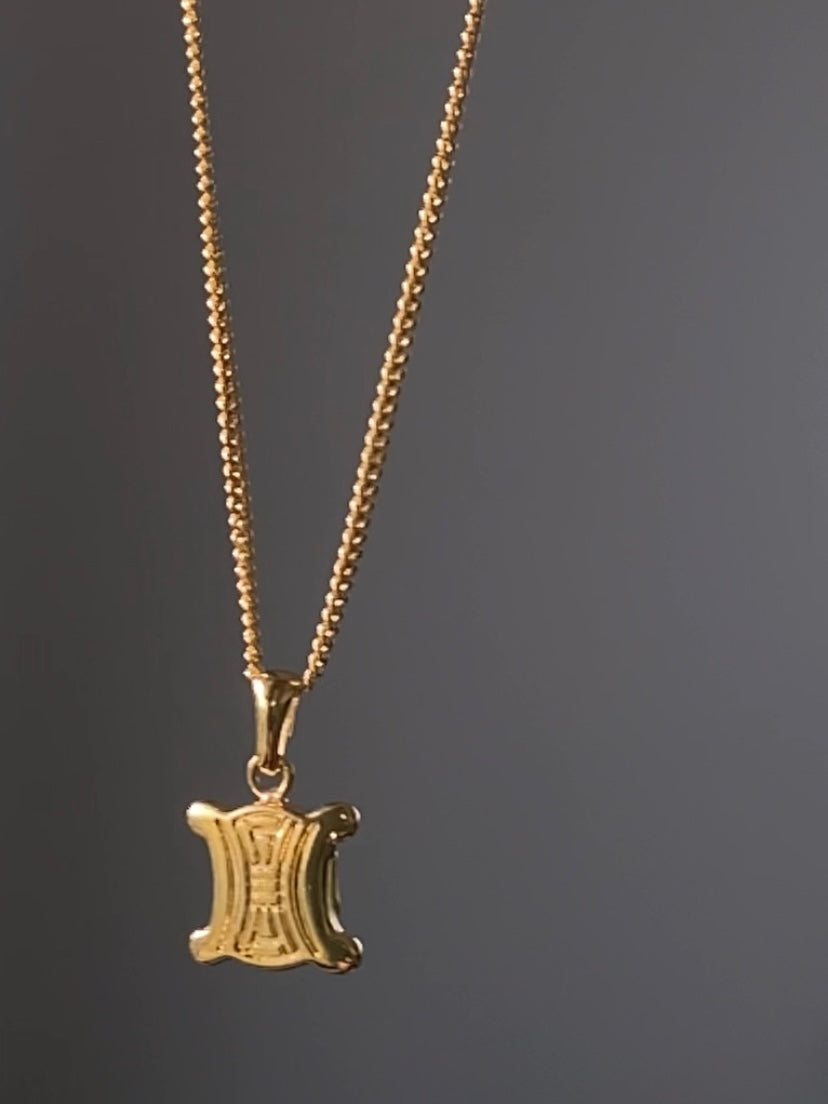 CELINE 1970-1980 Triomphe Gold Plated Pendant Necklace