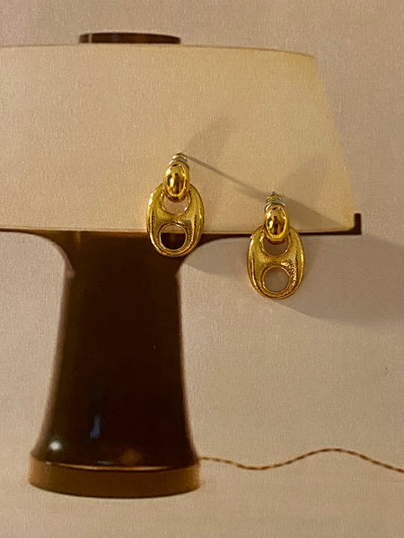 1970-1980 Gold Plated Link Pierced Earrings