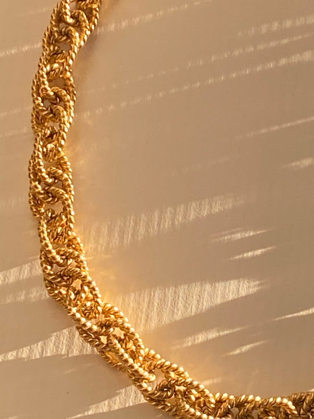 1970-1980 Rope Braided Gold Plated Chain Necklace