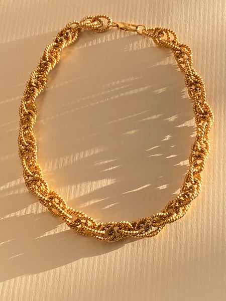 1970-1980 Rope Braided Gold Plated Chain Necklace