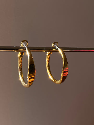 1970-1990 Gold Plated Hoop Pierced Earrings