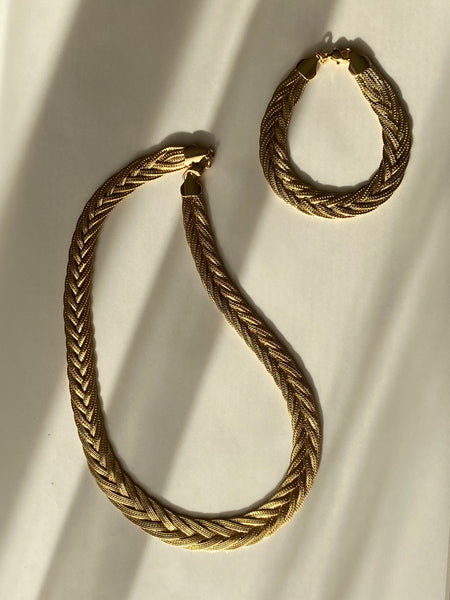 1970-1980 Slinky Braided Gold Plated Chain Necklace